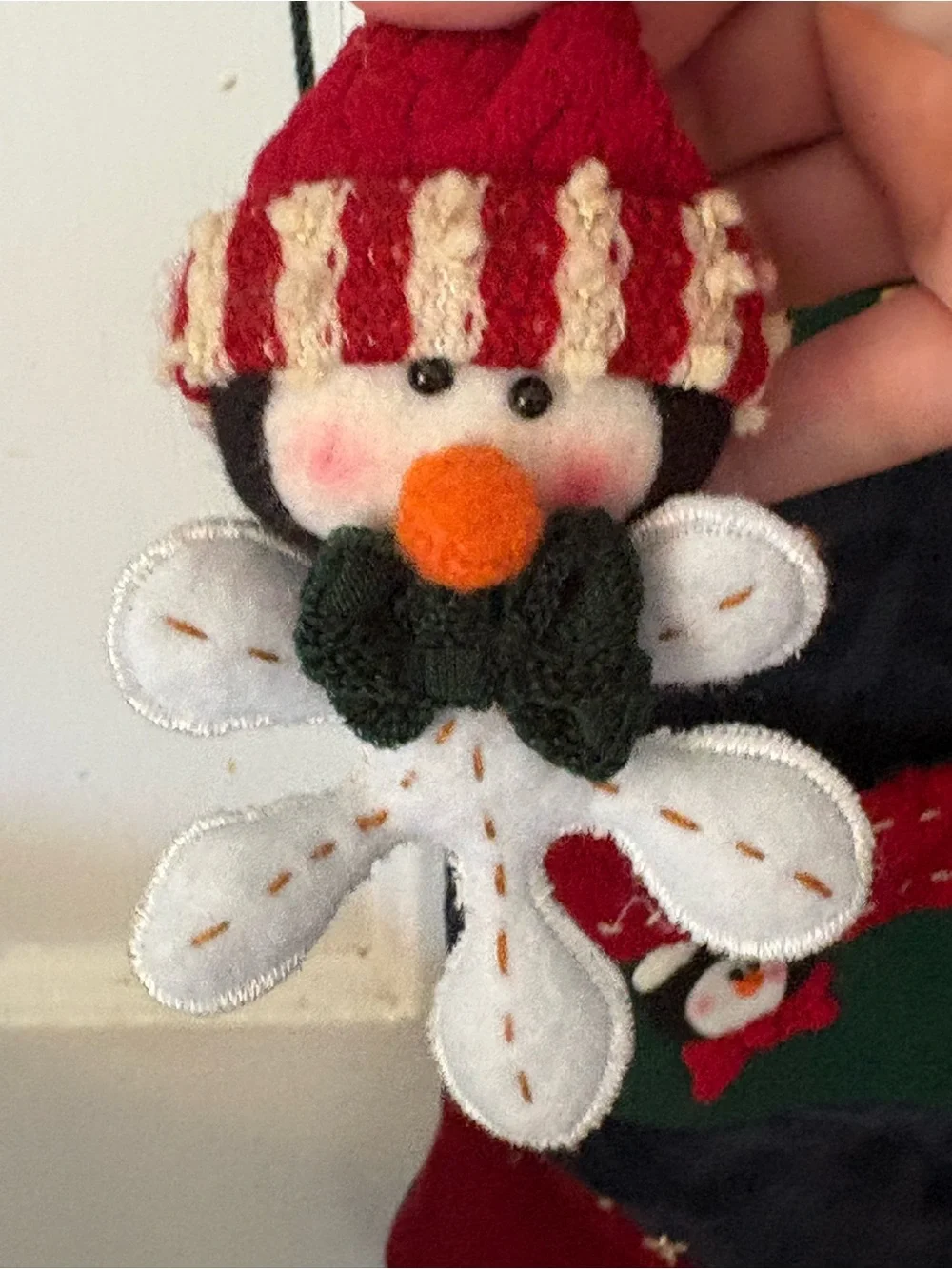 Vintage Christmas Advent Holiday Penguin 1990s Pocket Stocking -